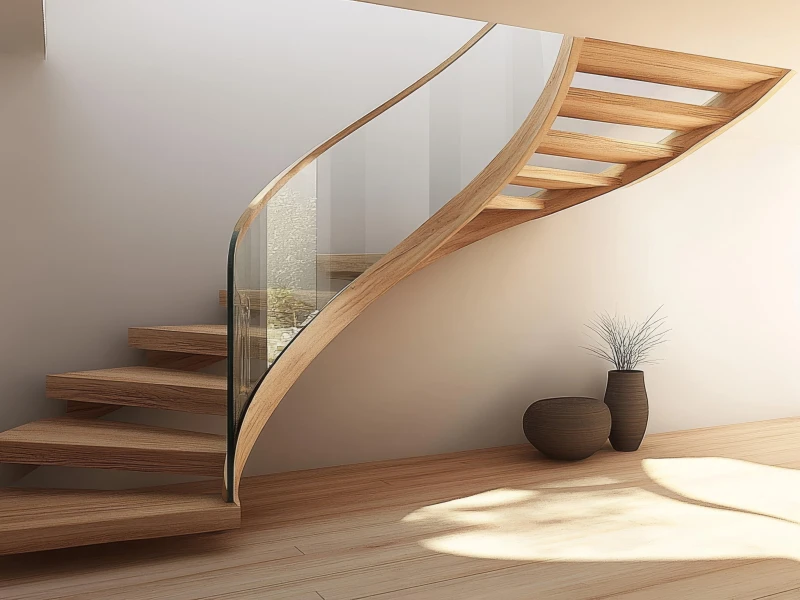 schody drewniane samonosne debowe nowoczesny salon